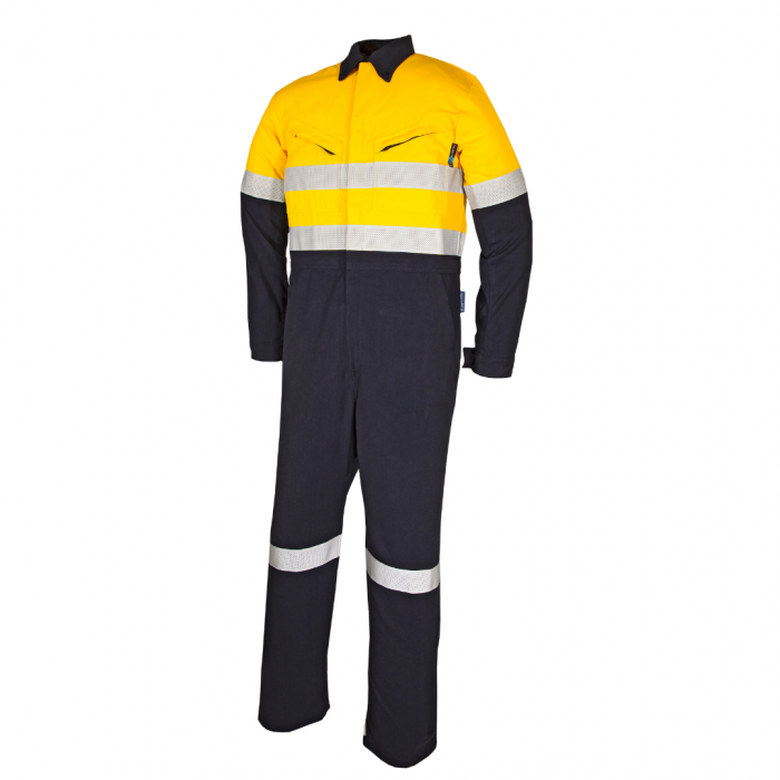 Tecasafe® Plus Ultimate 7.0oz FR Coverall - Yellow/Navy main product photo