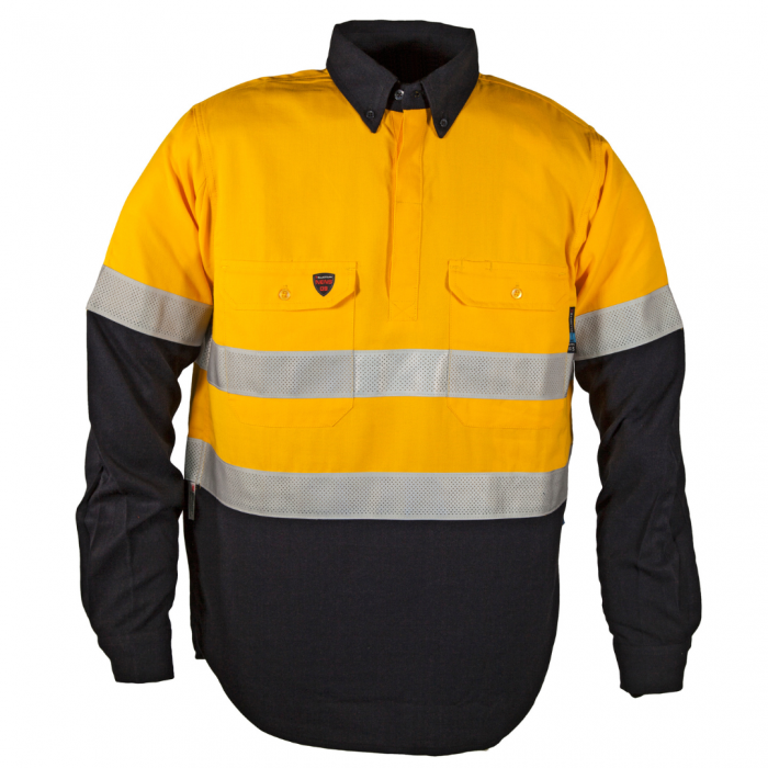 TecaSafe® Plus Men’s NENS09 5.08oz AR/FR Shirt - Yellow/Navy main product photo