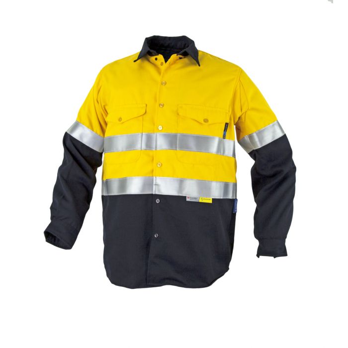 Tecasafe® Plus Ultimate 7.0oz FR Long Sleeve Shirt - Yellow/Navy main product photo