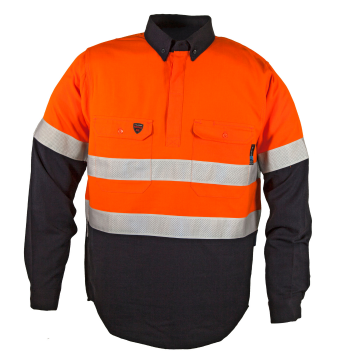 TecaSafe® Plus Men’s NENS09 5.08oz AR/FR Shirt - Orange/Navy