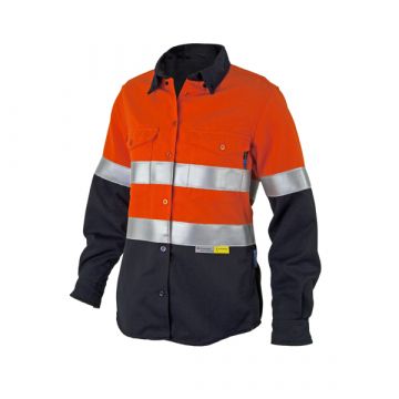 Tecasafe® Plus Ultimate 7.0oz FR Women's Long Sleeve Shirt - Orange/Navy