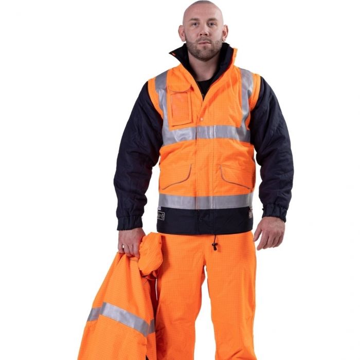 Zetel 4-in-1 Wet Weather Jacket Orange/Navy | Elliotts Australia