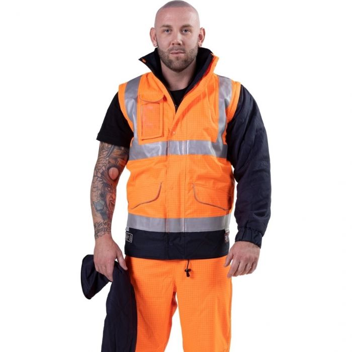 Zetel 4-in-1 Wet Weather Jacket Orange/Navy | Elliotts Australia