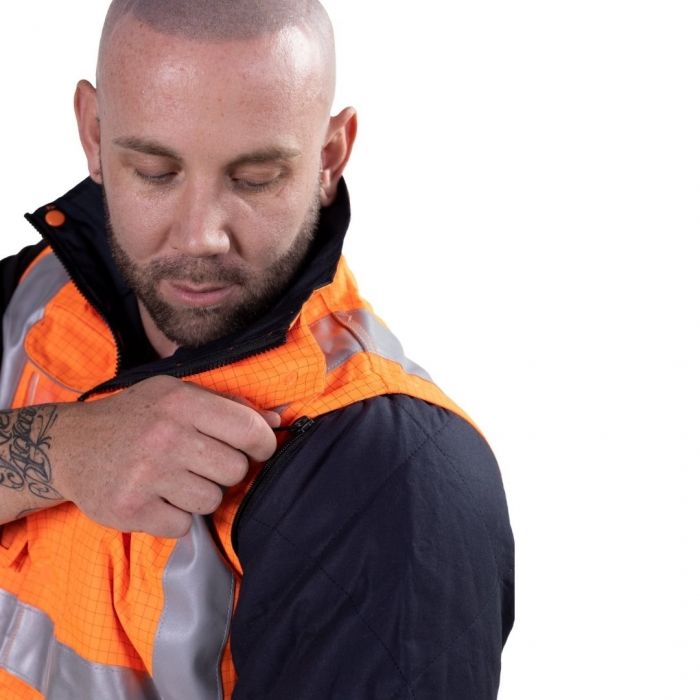 Zetel 4-in-1 Wet Weather Jacket Orange/Navy | Elliotts Australia