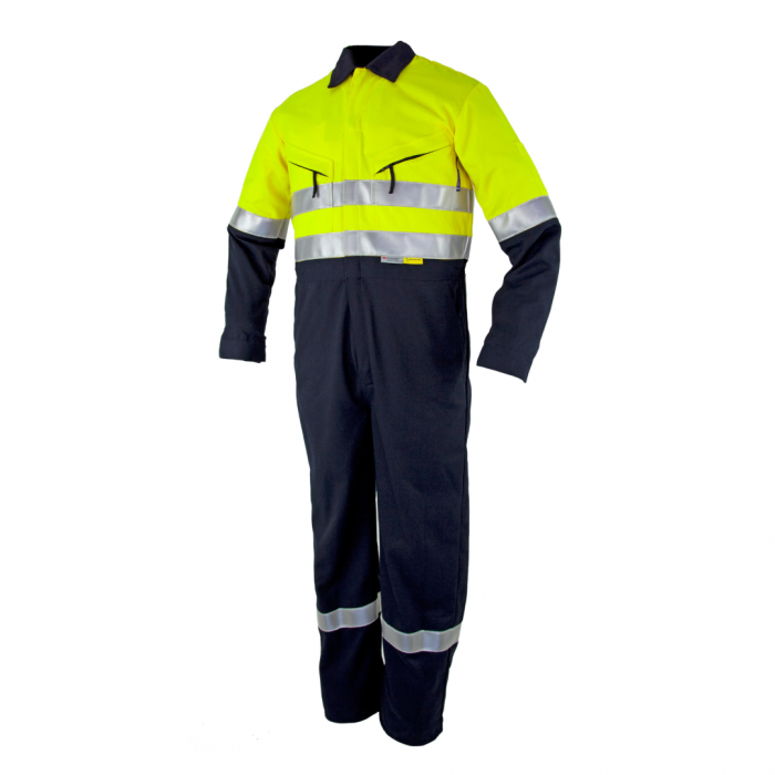 Tecasafe® Plus Classic AR/FR Coverall - Fluoro Yellow/Navy main product photo